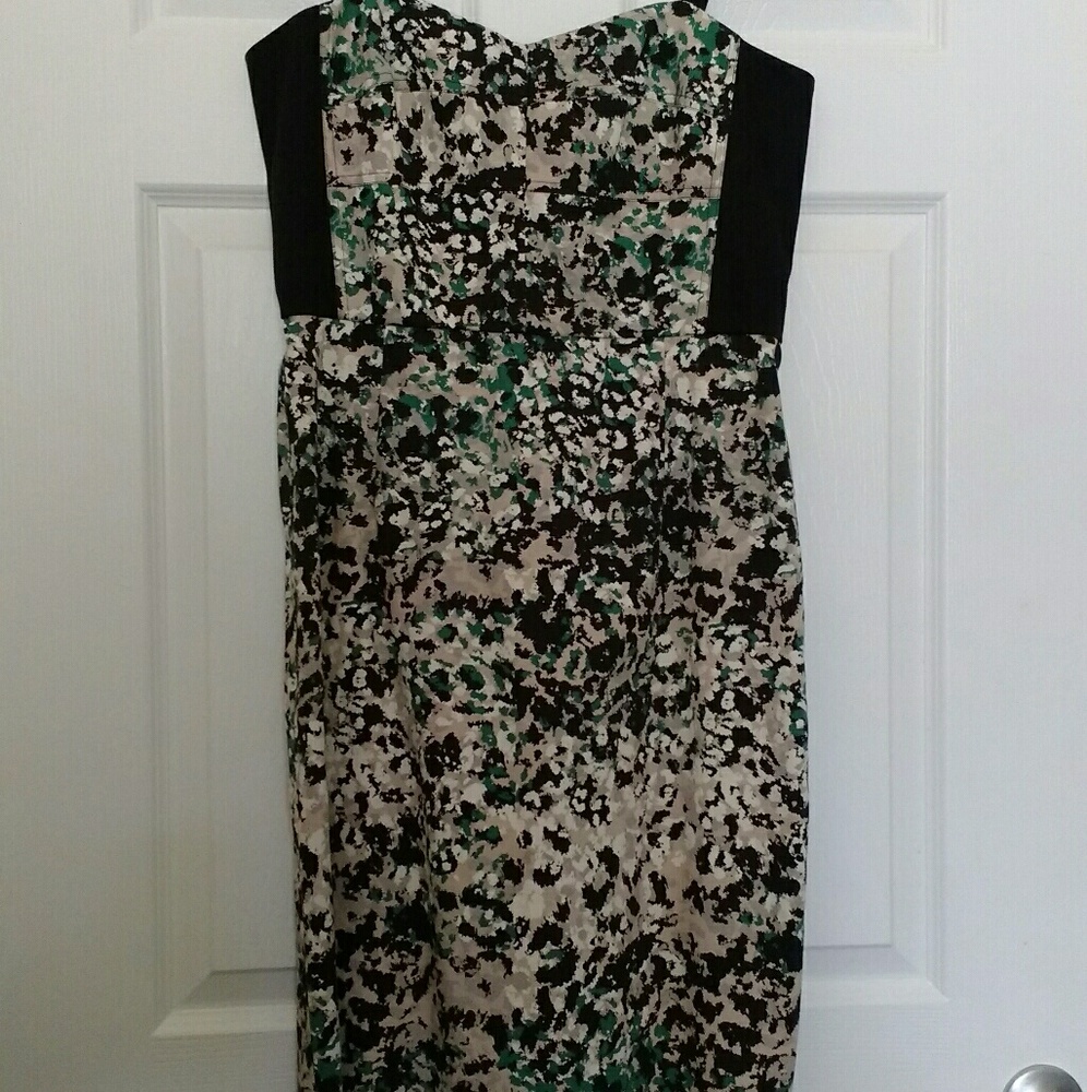 DKNY Black & Emerald Green High Waist Dress
